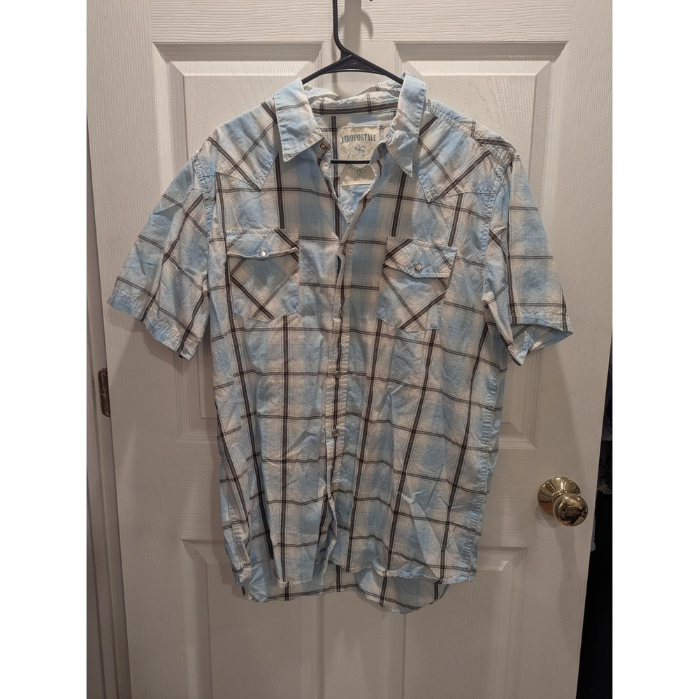 Y2K Western Plaid Pearl Snap Button Shirt Mens Large Ranchcore Cowboy